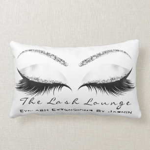 White Glitter Grey Makeup Eyes Lashes Beauty Lumbar Cushion