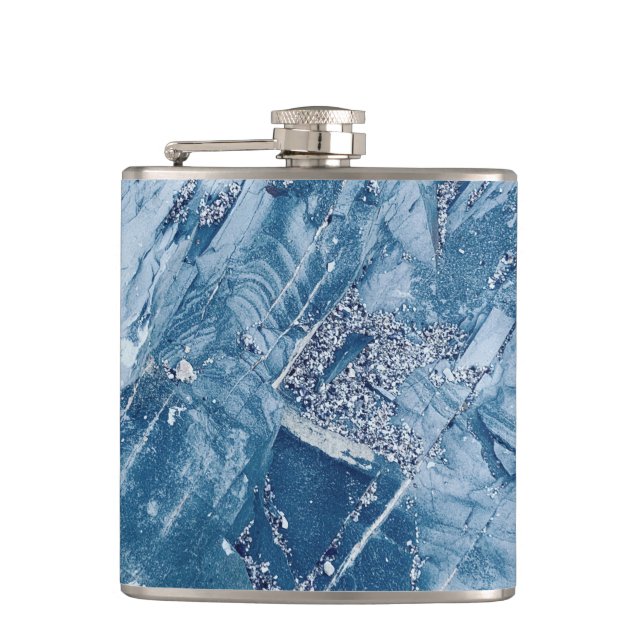 White Glitter & Marble  Hip Flask (Front)