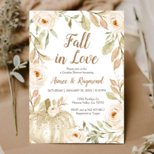 White Glitter Pumpkin Couples Shower Invitation