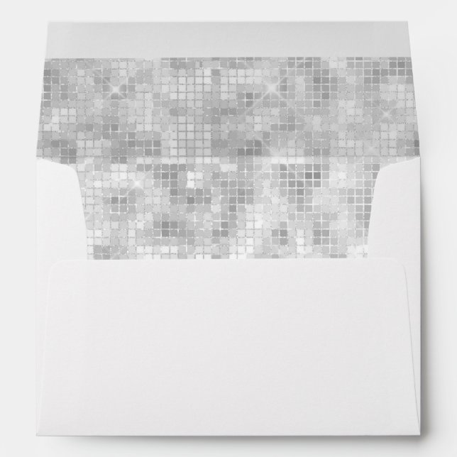 White Glitter Sequin Sparkle Wedding Envelope (Back (Bottom))