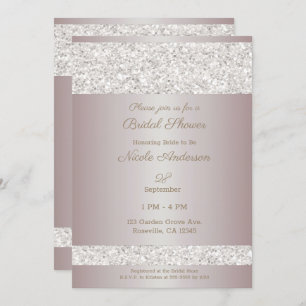 White Glitter Sparkle Blush Pink Bridal Shower Invitation