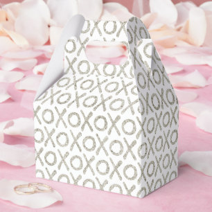 White Glitzy Silver XOXO Bridal Shower Wedding Favour Box