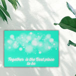 White Glow 'Together is the Best place to Be' | Faux Canvas Print<br><div class="desc">White Glow on Teal 'Together is the Best Place to Be' adorns this faux canvas print with a message of unity and harmony. Against the backdrop of serene teal, the luminous white glow emanates a sense of togetherness and warmth. This print not only adds a touch of elegance to your...</div>