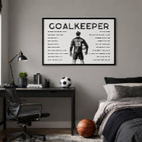 White Goalkeeper Soccer Motivational Wall Art