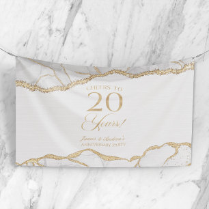 White Gold Agate 20th Wedding Anniversary Party Banner