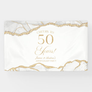 White Gold Agate 50th Wedding Anniversary Party Banner