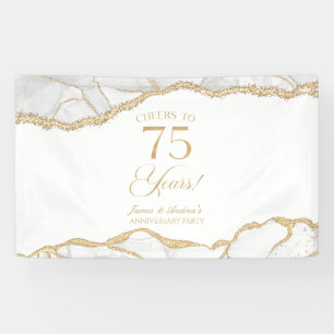 White Gold Agate 75th Wedding Anniversary Party Banner