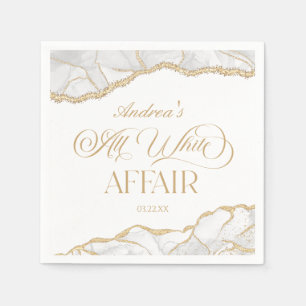 White Gold Agate All White Affair Birthday Party Napkin