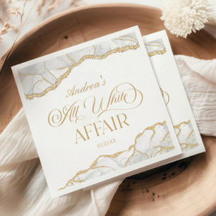White Gold Agate All White Affair Birthday Party Napkin