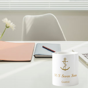 White gold anchor yacht boat name guest coffee mug