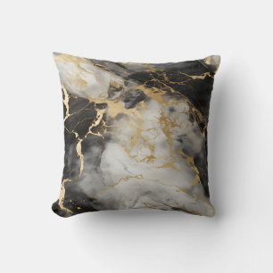White, Gold and Black Luxury Marble Elegant Cushion