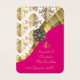 White, gold and pink wedding favour thank you tag