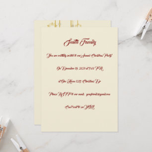White, Gold and Red Christmas Party Invitation