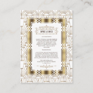 White Gold Art Deco Gatsby 1920s Wedding Details Enclosure Card