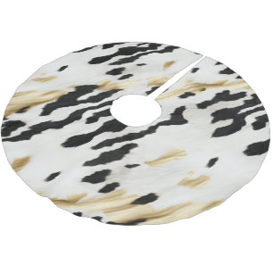 White Gold Black Southwest Cowhide Brushed Polyester Tree Skirt