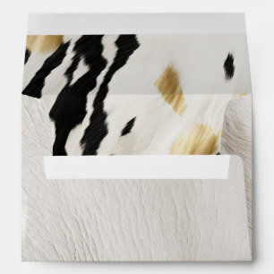 White Gold Black Southwest Cowhide Envelope