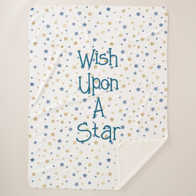 White Gold Blue Wish Upon A Star  Sherpa Blanket (Front)