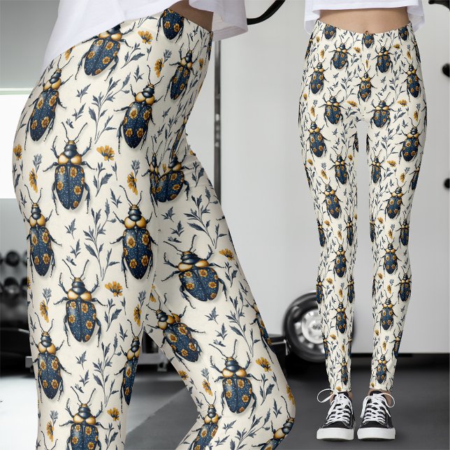 White Gold Botanical Blue Beetle Leggings (Creator Uploaded)