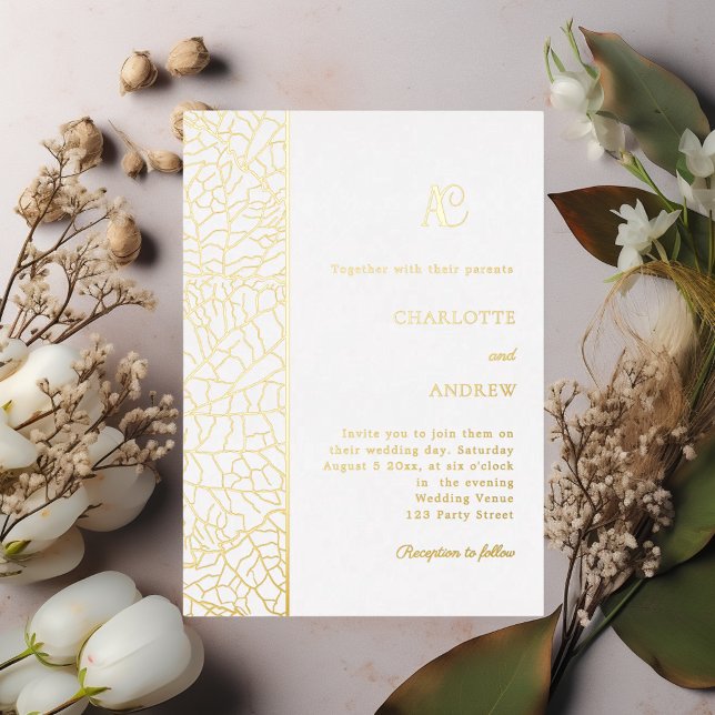 White gold botanical monogram luxury wedding (Creator Uploaded)