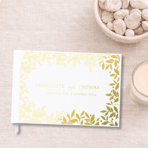 White gold botanical wedding  guest book