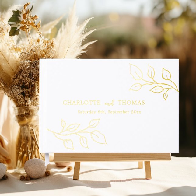 White gold botanical wedding  guest book (Creator Uploaded)
