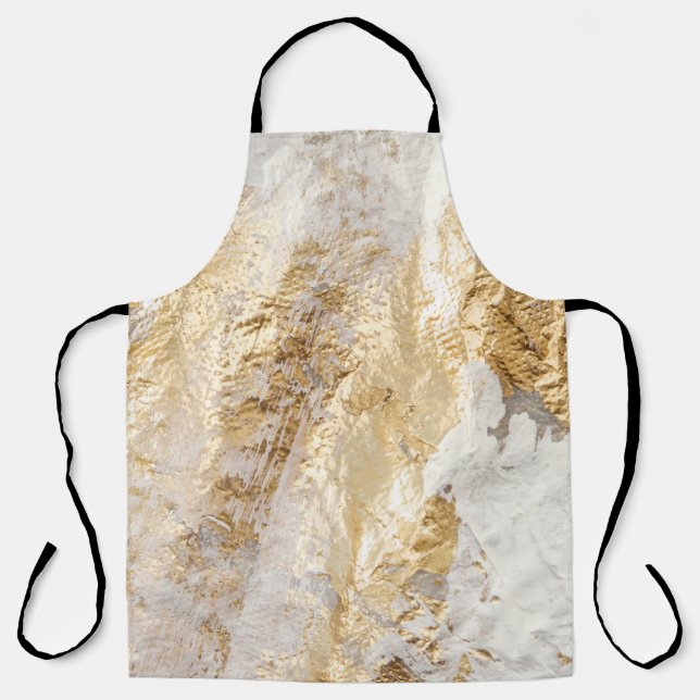 White-gold brush painted texture. apron (Front)