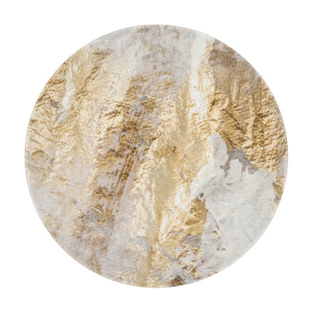 White-gold brush painted texture. cutting board (Front)