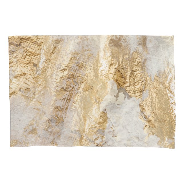 White-gold brush painted texture. pillowcase (Front)