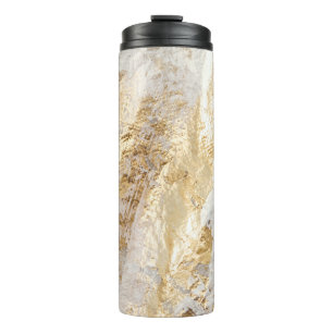 White-gold brush painted texture. thermal tumbler