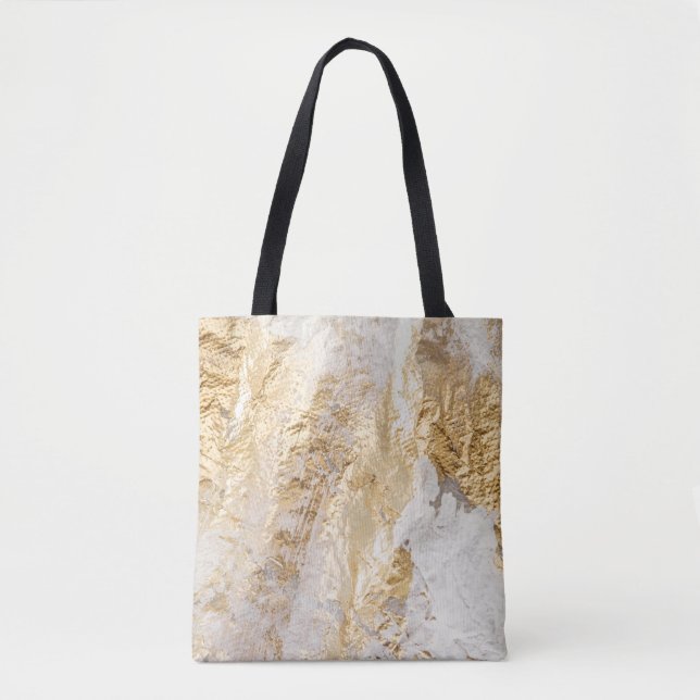 White-gold brush painted texture. tote bag (Front)