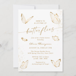 White Gold Butterfly Bridal Shower Invitation