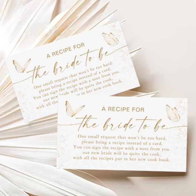 White Gold Butterfly Bridal Shower Recipe Request  Enclosure Card (Creator Uploaded)