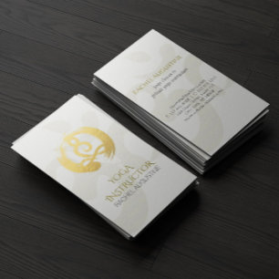 White Gold Calligraphy Yoga Meditation ZEN Symbol Business Card