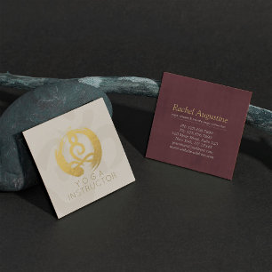 White Gold Calligraphy Yoga Meditation ZEN Symbol Square Business Card