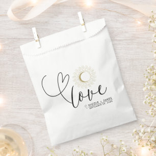 White & Gold Celestial Sunburst Moon Wedding Favour Bag
