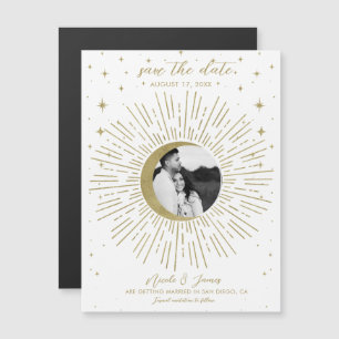White Gold Celestial Sunburst Photo Save The Date