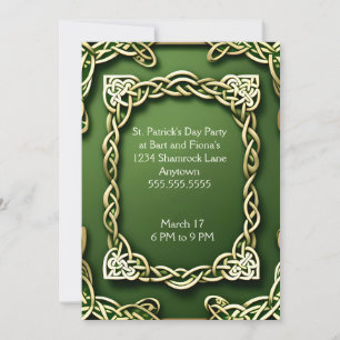 White Gold Celtic Frame St. Patrick's Day Invitation