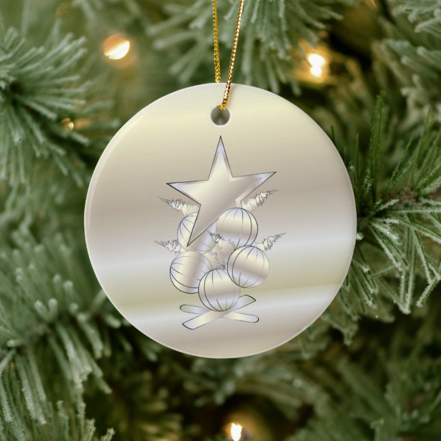 White gold Christmas Ceramic Ornament (Tree)