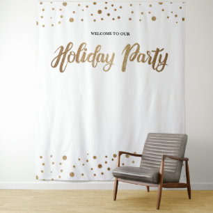 White Gold Christmas Company Holiday Backdrop Tapestry