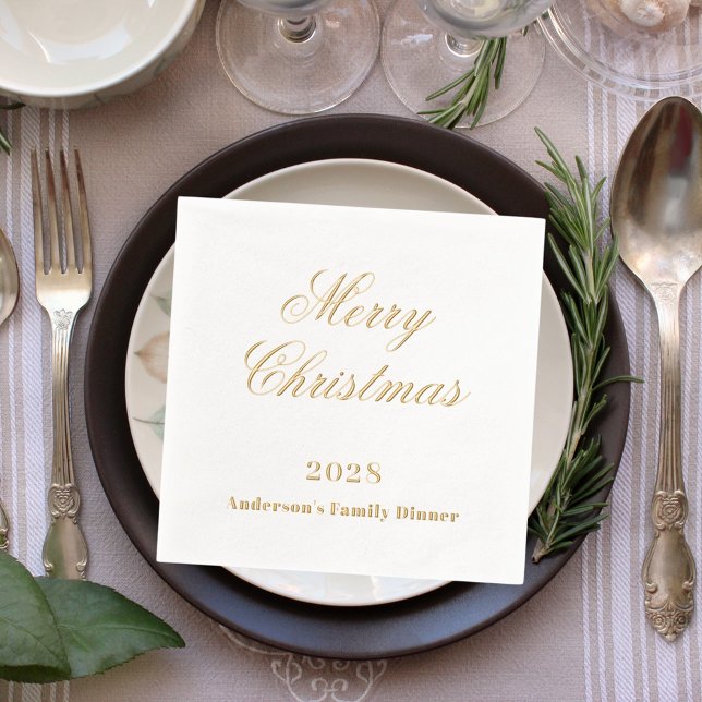 White gold Christmas Dinner Party Foil Napkins (Creator Uploaded)