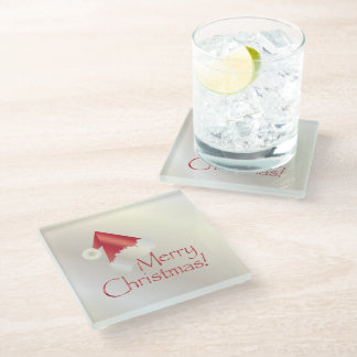 White gold Christmas Glass Coaster