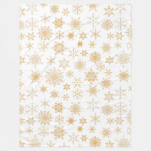 White & Gold Christmas Snowflake Pattern Winter