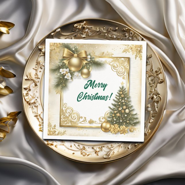 White Gold Christmas Vintage Napkin (Creator Uploaded)