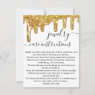 White Gold Chunky Glitter Drips Jewellery Care Car Card
