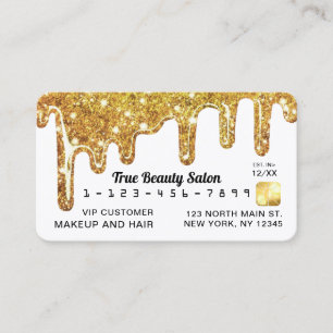White Gold Chunky Glitter Thick Drips Credit Business Card