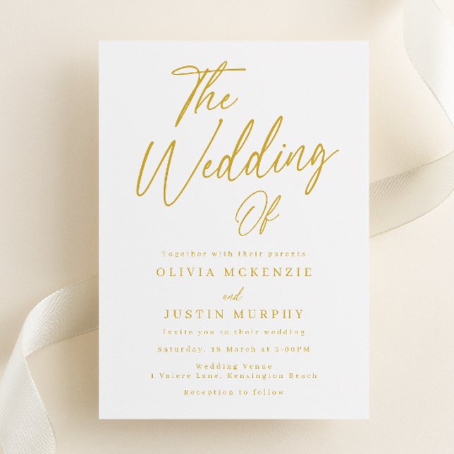 White & Gold Classic Elegance Wedding Invitation (Creator Uploaded)