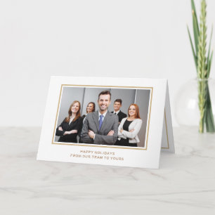 White Gold Classy Corporate Business Photo holiday Card