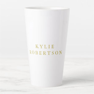 White & Gold Colors Professional Trendy Plain Latte Mug