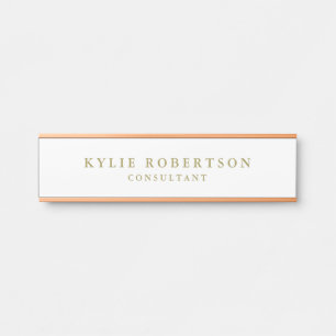 White & Gold Colours Professional Trendy Plain Door Sign