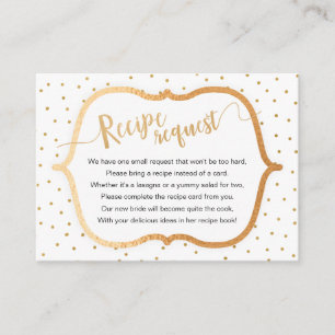 White Gold Confetti Bridal Shower Recipe Request Enclosure Card